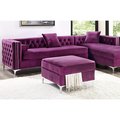 Comfortcorrect Levi Velvet Modern Contemporary Square Storage Ottoman - Purple CO2625055